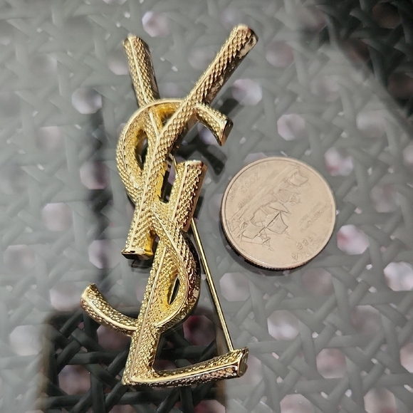 Upcycled Gold Logo Brooch - Picture 4 of 4